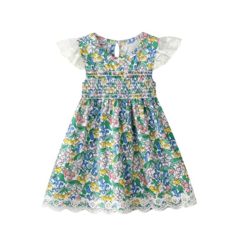 Floral Lace Trim Dress